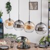 Koyoto Hanglamp, Kogellampje, Hanglamp Amber, Duidelijk, Rookkleurig, 4-lichts