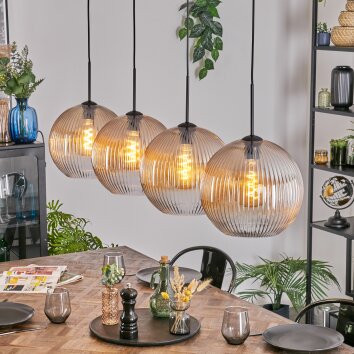 Koyoto Hanglamp, Kogellampje, Hanglamp Amber, Duidelijk, 4-lichts