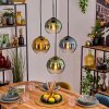 Koyoto Hanglamp, Kogellampje, Hanglamp Blauw, Goud, Groen, Duidelijk, 4-lichts