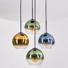 Koyoto Hanglamp, Kogellampje, Hanglamp Blauw, Goud, Groen, Duidelijk, 4-lichts