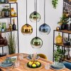 Koyoto Hanglamp, Kogellampje, Hanglamp Blauw, Goud, Groen, Duidelijk, 4-lichts