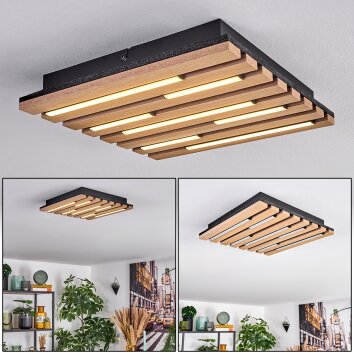 Vorlix Plafondlamp LED houtlook, Zwart, 1-licht