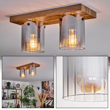 Donar Plafondlamp houtlook, 2-lichts