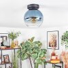 Koyoto Plafondlamp, Kogellampje 20 cm Blauw, Duidelijk, 1-licht