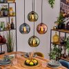 Koyoto Hanglamp, Kogellampje, Hanglamp Blauw, Groen, Koperkleurig, 4-lichts