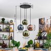 Koyoto Hanglamp, Kogellampje, Hanglamp Blauw, Groen, Koperkleurig, 4-lichts