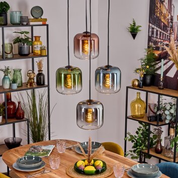 Lauden Hanglamp, Kogellampje, Hanglamp Blauw, Groen, Duidelijk, Koperkleurig, Rookkleurig, 4-lichts