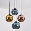 Koyoto Hanglamp, Kogellampje, Hanglamp Blauw, Goud, Koperkleurig, 4-lichts