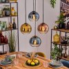 Koyoto Hanglamp, Kogellampje, Hanglamp Blauw, Goud, Duidelijk, Koperkleurig, 4-lichts