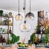 Koyoto Hanglamp, Kogellampje, Hanglamp Amber, Duidelijk, Rookkleurig, 4-lichts