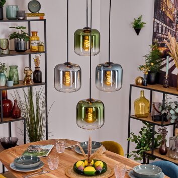 Lauden Hanglamp, Kogellampje, Hanglamp Blauw, Groen, Duidelijk, Rookkleurig, 4-lichts