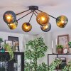 Koyoto Plafondlamp, Kogellampje 77.5 cm Blauw, Goud, Groen, 6-lichts