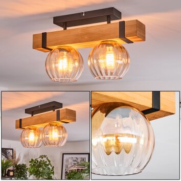 Sernadelo Plafondlamp, Kogellampje Natuurlijke kleuren, Zwart, 2-lichts