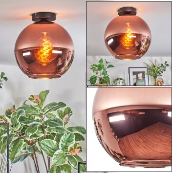 Koyoto Plafondlamp, Kogellampje Koperkleurig, 1-licht