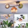 Chehalis Plafondlamp, Kogellampje Blauw, Groen, Duidelijk, Koperkleurig, 3-lichts
