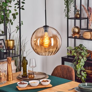 Koyoto Hanglamp, Kogellampje, Hanglamp Amber, 1-licht