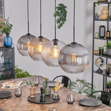 Koyoto Hanglamp, Kogellampje, Hanglamp Amber, Duidelijk, Rookkleurig, 4-lichts