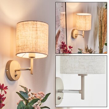 Ganik Wandlamp Chroom, Cream, Zandkleurig, 1-licht