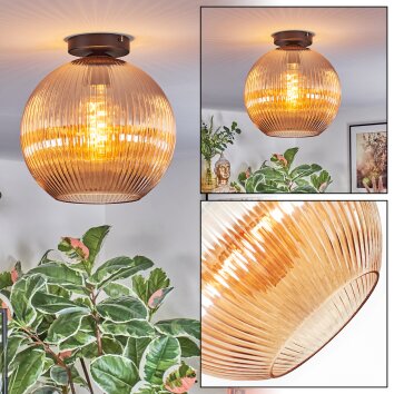 Koyoto Plafondlamp, Kogellampje 12 cm Amber, 1-licht