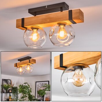 Sernadelo Plafondlamp, Kogellampje Natuurlijke kleuren, Zwart, 2-lichts