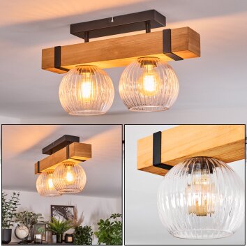 Sernadelo Plafondlamp, Kogellampje Natuurlijke kleuren, Zwart, 2-lichts