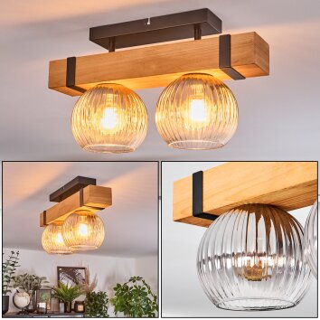 Sernadelo Plafondlamp, Kogellampje Natuurlijke kleuren, Zwart, 2-lichts