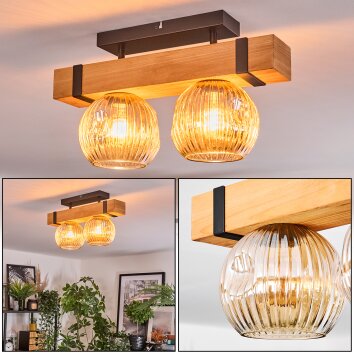 Sernadelo Plafondlamp, Kogellampje Natuurlijke kleuren, Zwart, 2-lichts