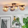 Koyoto Plafondlamp, Kogellampje Amber, Duidelijk, Rookkleurig, 4-lichts