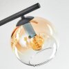 Koyoto Plafondlamp, Kogellampje Amber, Duidelijk, Rookkleurig, 4-lichts