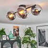 Koyoto Plafondlamp, Kogellampje Chroom, Duidelijk, Rookkleurig, 4-lichts
