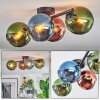 Koyoto Plafondlamp, Kogellampje Blauw, Groen, Koperkleurig, 4-lichts