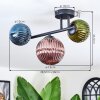 Chehalis Plafondlamp, Kogellampje Blauw, Groen, Koperkleurig, 3-lichts