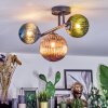 Chehalis Plafondlamp, Kogellampje Blauw, Groen, Koperkleurig, 3-lichts