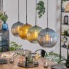 Koyoto Hanglamp, Kogellampje, Hanglamp Blauw, Goud, Groen, 4-lichts