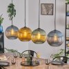 Koyoto Hanglamp, Kogellampje, Hanglamp Blauw, Goud, Groen, 4-lichts