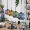 Koyoto Hanglamp, Kogellampje, Hanglamp Blauw, Goud, Groen, Koperkleurig, 4-lichts