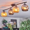 Ripoll Plafondlamp, Kogellampje Amber, Rookkleurig, 4-lichts