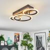 Galen Plafondlamp LED houtlook, Zwart, 1-licht