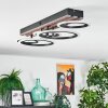 Galen Plafondlamp LED houtlook, Zwart, 1-licht