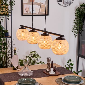 Basto Hanglamp, Kogellampje, Hanglamp Natuurlijke kleuren, 4-lichts