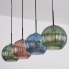 Koyoto Hanglamp, Kogellampje, Hanglamp Blauw, Groen, Koperkleurig, 4-lichts