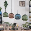 Koyoto Hanglamp, Kogellampje, Hanglamp Blauw, Groen, Koperkleurig, 4-lichts