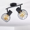 Kenia Plafondlamp Grijs, Zwart, 2-lichts