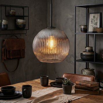 Koyoto Hanglamp, Kogellampje, Hanglamp Duidelijk, Rookkleurig, 1-licht