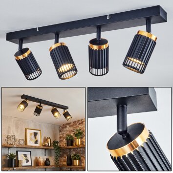 Fenik Plafondlamp Zwart, 4-lichts