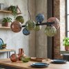 Chehalis Hanglamp, Kogellampje, Hanglamp Blauw, Groen, Koperkleurig, 8-lichts