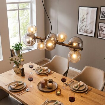 Chehalis Hanglamp, Kogellampje, Hanglamp Amber, Duidelijk, Rookkleurig, 8-lichts
