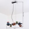 Chehalis Hanglamp, Kogellampje, Hanglamp Blauw, Groen, Koperkleurig, 8-lichts