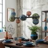 Chehalis Hanglamp, Kogellampje, Hanglamp Blauw, Groen, Koperkleurig, 8-lichts