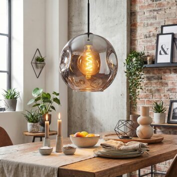 Ripoll Hanglamp, Kogellampje, Hanglamp Rookkleurig, 1-licht